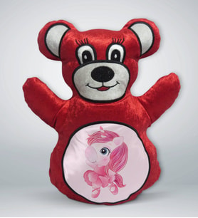 BK Gift Unicorn Tasarımlı Kırmızı Ayıcık Yastık-3