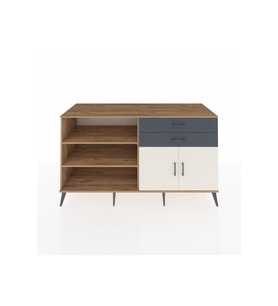 Kronos Konsol 3 Raflı 2 Çekmeceli 2 Kapaklı 176x59x99 Çam-Aytaşı/Antrasit