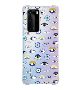 PrintiFy Huawei P40 Pro Uyumlu Nazar Boncuğu 2 Baskılı Şeffaf Köşe Korumalı Antişok Kılıf