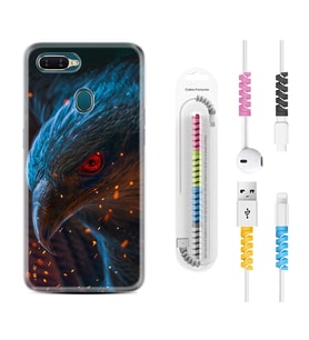 Oppo A5S A15 A16 A54 A55 A73 A74 Kılıf Kablo Koruma Spiral Silikon Şahin 1756