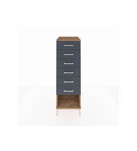 Kronos Dolap 6 Çekmeceli 44x59x134 Çam-Antrasit