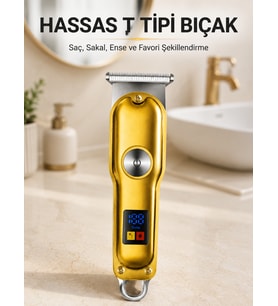 Şarjlı Saç Sakal Kesme Makinesi 1 2 3 mm Taraklı T Tipi Bıçaklı Kablolu ve Kablosuz Kullanım