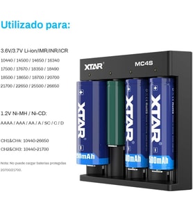 18650 Akıllı Şarj Cihazı XTAT MC4S USB C 16340 Lityum İyon Bataryalar ve NI-CD için Aynı Zamanda 18650 Bataryalar için