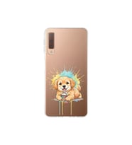 Samsung Galaxy A7 2018 ile Uyumlu Splash Köpek Tasarımlı Şeffaf Silikon Kılıf