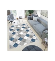 Rovigo Home Dijital Baskı Yıkanabilir Kaymaz Taban Salon Halısı RVG0421 (Mavi)