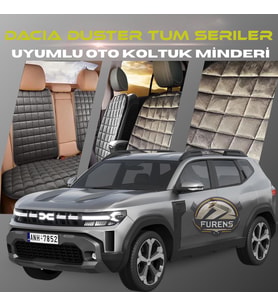 Dacia Duster Tum Seriler Uygun  Antrasit Renk Tay Tüyü Cepli & Terletmez Sırtlı Oto Koltuk Minder Seti - Koltuk Koruma Kılıfı (ÖN & ARKA TAM SET)