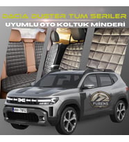 Dacia Duster Tum Seriler Uygun  Antrasit Renk Tay Tüyü Cepli & Terletmez Sırtlı Oto Koltuk Minder Seti - Koltuk Koruma Kılıfı (ÖN & ARKA TAM SET)