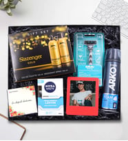 Kişiye Özel Kırmızı İnstagram Çerçeve & Arko Men Tıraş Köpüğü & Tıraş Sonrası Losyon & Slazenger Gold Deodorant+Parfüm Seti & Tıraş Bıçağı Hediye Seti