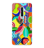 PrintiFy Oppo Reno 2Z  ile Uyumlu 1mm Slim Fit Retro Renkler 6 Baskılı Şeffaf  Kılıf