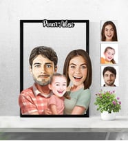 Kişiye Özel 3D  Ahşap Tablo Anne Kız Baba 30x40 -38
