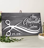 BK Gift Kişiye Özel Güzellik Salonu Tasarımlı Gri Dekoratif Ahşap Tabela-2