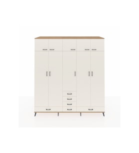 Kronos Dolap 6 Raflı 6 Çekmeceli 4 Askılı 220x59x243 Çam-Aytaşı/Aytaşı