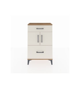 Arges Komodin Tek Raflı 2 Çekmeceli 2 Kapaklı 60x30x96 Çam-Aytaşı