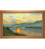 Çerçeveli Paspartulu Manzara Tablo bm0974 (Gold)