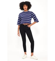 ALEXANDERGARDI ÇİZGİLİ CROP T-SHİRT (B23-00151) (Lacivert)
