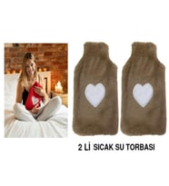 SICAK SU TORBASI 2 ADET,PELUŞ KALPLİ,BEJ TERMOFOR 29x17CM 750ml