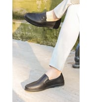 FAST STEP Hakiki Deri Erkek Casual Ayakkabı 711MA151-2291 (Siyah)