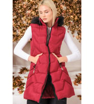 Z6761 DEWBERRY BAYAN YELEK-DÜZ BORDO