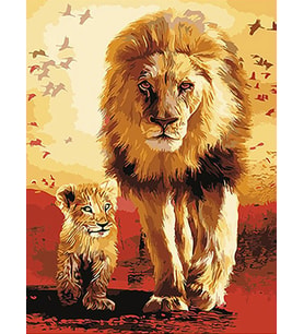 Aslan Kral Sayılarla Boyama Seti 40x50 cm (Tuvale Gerili)
