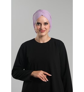 Lila Pratik Hazır Geçmeli Tesettür Bone Sandy Büzgülü Salaş 2119_28