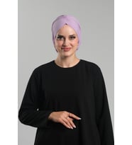Lila Pratik Hazır Geçmeli Tesettür Bone Sandy Büzgülü Salaş 2119_28