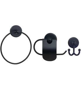 MK Yapişkanli 3'lü Banyo Aksesuar Si̇yah Set-001s