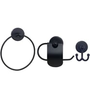 MK Yapişkanli 3'lü Banyo Aksesuar Si̇yah Set-001s