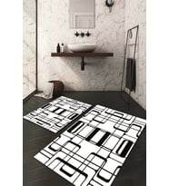 Dijital Baskılı Kaymaz Taban Yıkanabilir 2'li Klozet Takımı Banyo Paspası NDKZ-HT-1037 (Beyaz)