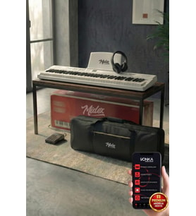Midex PLX-80WH-H Taşınabilir Katlanır Dijital Piyano Tuş Hassasiyetli 88 Tuş BT (Sustain Kulaklık Çanta Metod)