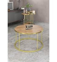 Orta Sehpa Ve Zigon Sehpa Terra Set Gold Krem