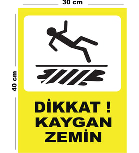 Metal Dikkat Kaygan Zemin - 3 30cm x 40cm A3 Büyüklüğünde Uyarı Levhası Yönlendirme Tabelası