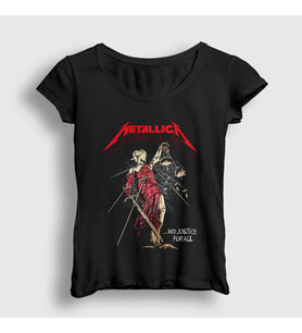 Presmono Kadın Siyah Lady Justice V2 Metallica T-Shirt 435712tt