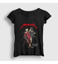 Presmono Kadın Siyah Lady Justice V2 Metallica T-Shirt 435712tt
