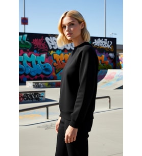 Kadın Bisiklet Yaka Reglan Kol Düz Örme Sweatshirt Fonksiyonel Dayanıklı Kaliteli Konforlu