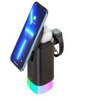 Kablosuz RGB Şarj İstasyonu, 15W Manyetik 3'ü 1 Arada Hızlı Kablosuz Şarj Cihazı (Siyah)