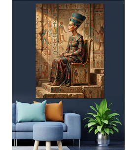 Antik Mısır Kraliçesi Nefertiti Portresi Dekoratif Kanvas - Mdf Ahşap Tablo