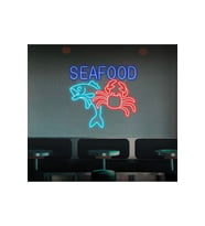 SEAFOOD Yazılı ve Şekilli Neon Tabela