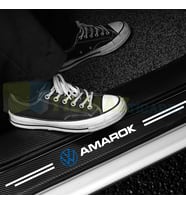 Volkswagen Amarok Logo Karbon Kapı Eşiği Koruma Araba Etiket Oto Sticker Yapıştırma 4 Parça