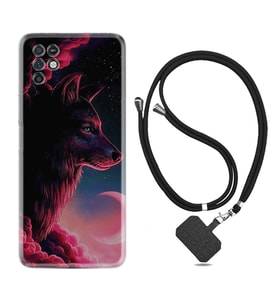 INFINIX Note 11 Pro Note 10 Hot 9 Play Kılıf Boyun Askılı Silikon Wolf and Moon 1380