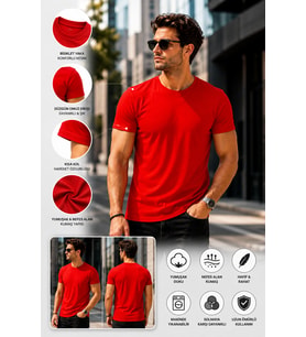 LUXIC CORE unisex Basic Tişört %100 Pamuk Bisiklet Yaka Rahat Kesim