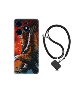 Spark 10 Pro Kılıf Silikon Boyun Askılı İpli Desenli Silikon Kartal Uçarken 1718