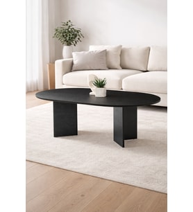 80x130cm Siyah Oval Orta Sehpa Oscar Model