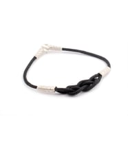 Sonsuzluk Gümüş Kazaziye El Örgüsü Bileklik : Siyah - 20 cm : Siyah - 21 cm : Siyah - Gümüş - 17 cm : Gümüş - 22 cm (Siyah - Gümüş)