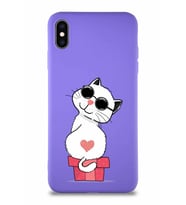 Apple iPhone XS Max Soft Premier Kapak Coolcat Tasarımlı Silikon Kılıf - Mor (Şeffaf)