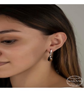 Swarovski Crystal Taşlı Gümüş Damla Sallantılı Kadın Küpe