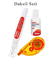 Daksil Seti 3 lü 1 Paket Noki Şerit Kalem ve Sıvı Fırçalı Silici Düzeltici Örtücü Ofis Büro Okul (Beyaz)