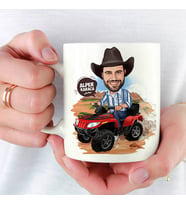 Kişiye Özel Karikatürlü ATV Binen Erkek Kupa Bardak
