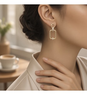 STİL İNCİSİ/XUPING JEWELRY DİKDÖRTGEN SALLANTILI ZİRKON TAŞLI KÜPE