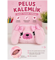 Pembe Peluş Köpek Tasarımlı Tek Bölmeli Kız Kalemlik Organizer