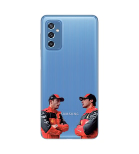 Samsung Galaxy M52 Uyumlu Carlos Sainz ve Charles Leclerc Formula 1 Desenli Şeffaf Kılıfı